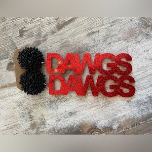 NEW! Georgia Dawgs Pom Pom Game Day Earrings